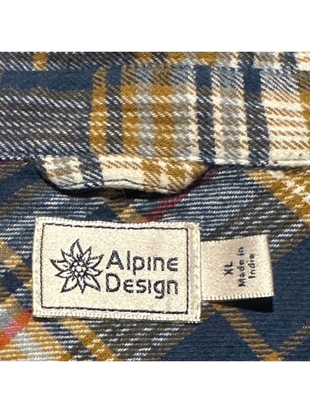 Alpine Design Womens Flannel XL Navy Brown Plaid - Picture 5 of 7